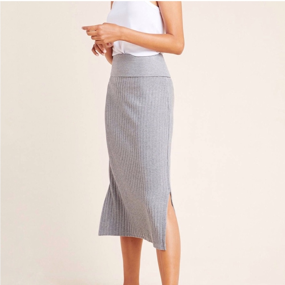 Anthropologie Saturday Sunday Caro Gray Ribbed Pencil Skirt